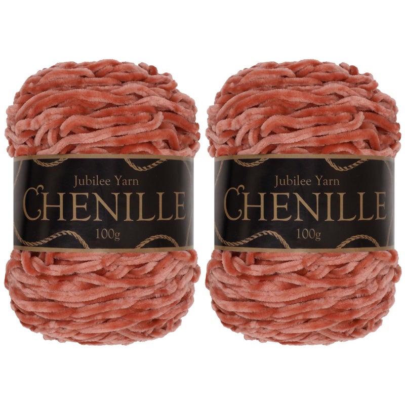 BambooMN JubileeYarn Chenille Yarn  100gCake Worsted Weight  Rose Quartz  Light Maroon Chestnut Velvet  2 Cakes