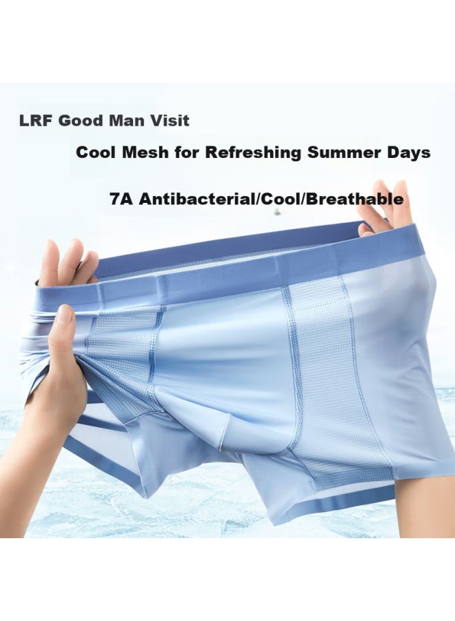 Good Man Visit Men's Ice Silk Cool Feeling Men's Underwear Antibacterial Underwear Head Boutique High-end Underpants Plus Size Loose Wide-angle Short Underwear - Image 1