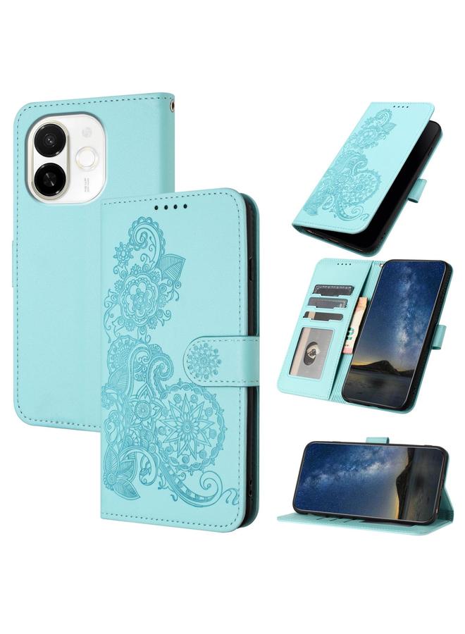 erorex Case For Tecno Spark 30C 5G / Pop 9 5G Datura Flower Embossed Flip Leather Phone Case - Image 1