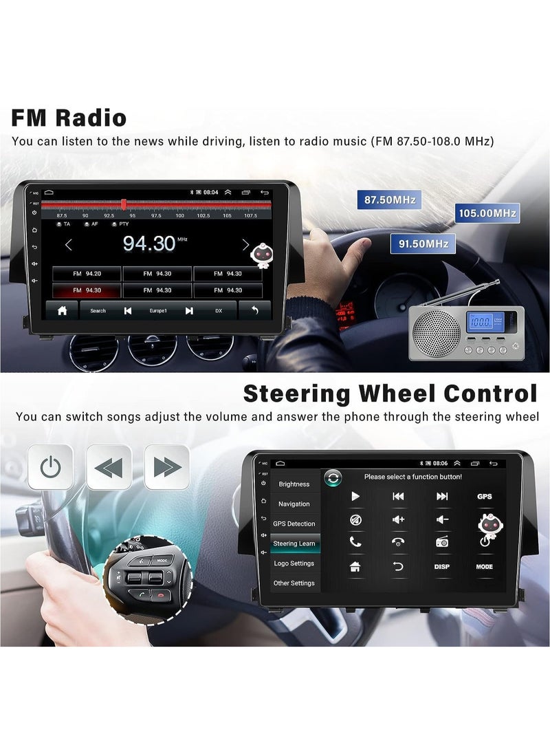 WINCA - Android Car Stereo Radio for Honda Civic 2016 2017 2018 with Carplay Android Touch Screen Bluetooth Car Radio with GPS Navigation Wi-Fi Backup Camera Mic(2G RAM+32G ROM) - Image 1