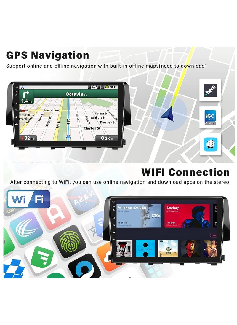 WINCA - Android Car Stereo Radio for Honda Civic 2016 2017 2018 with Carplay Android Touch Screen Bluetooth Car Radio with GPS Navigation Wi-Fi Backup Camera Mic(2G RAM+32G ROM) - Image 1