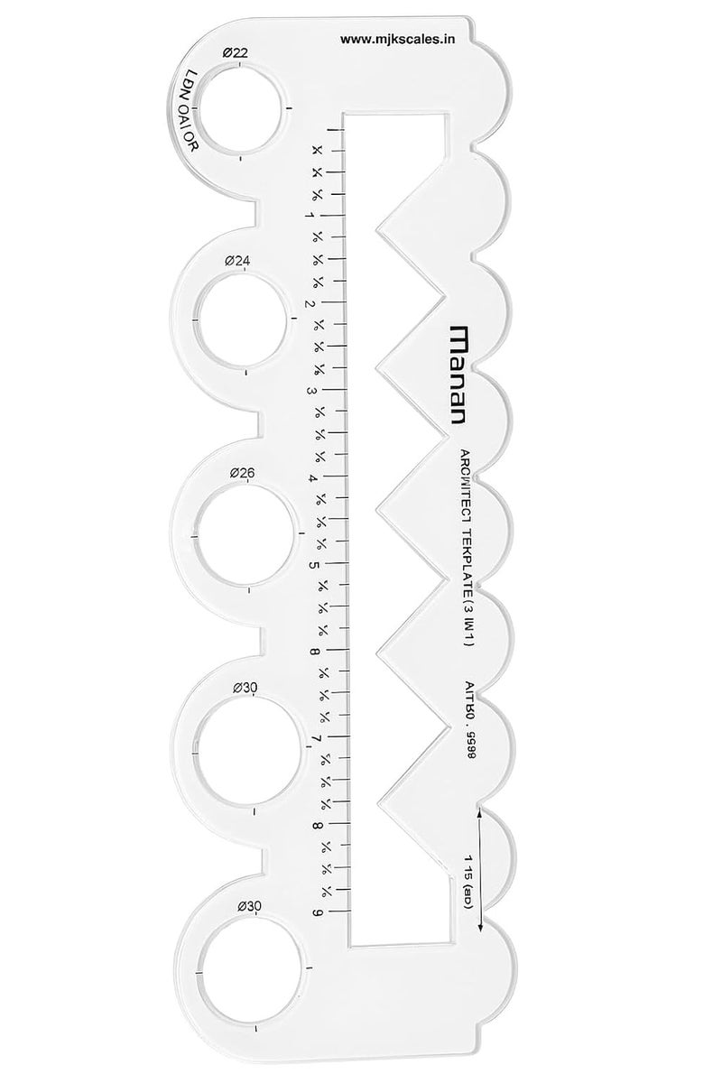 LECRAFT 6-in-1 Transparent Sewing Ruler, Professional Tailoring Template Scale with Scallop, Circle and Zigzag Patterns for Dress Making, Quilting and Pattern Design - Image 3