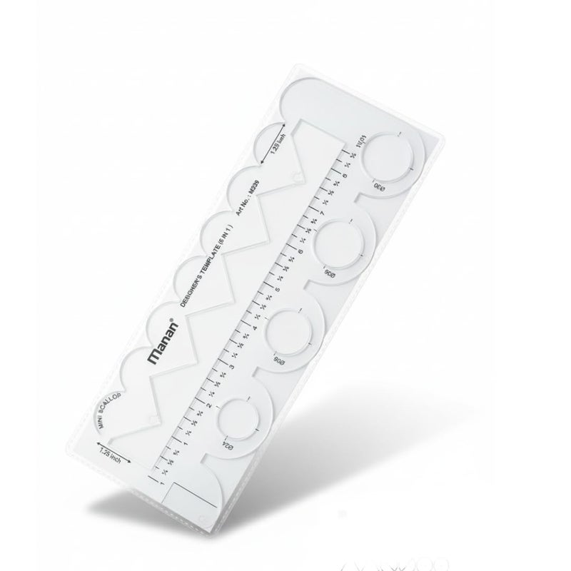LECRAFT 6-in-1 Transparent Sewing Ruler, Professional Tailoring Template Scale with Scallop, Circle and Zigzag Patterns for Dress Making, Quilting and Pattern Design - Image 2