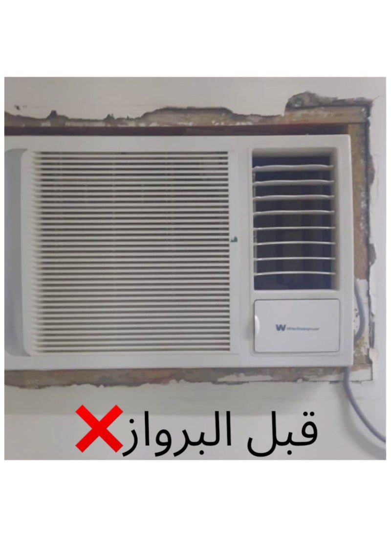 برواز مكيف شباك بلاستيك جاهز عالي الجودة براويز مكيفات شباك لاحاجة الى مسامير التثبيت اطار و ديكور المكيف الشباك مانعة للغبار والحشرات يحافظ على هواء التكييف كاملا بالغرفة سهولة الفك التركيب التنظيف