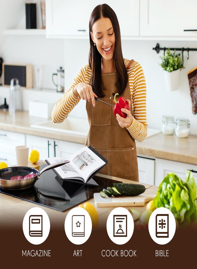 حامل كتب أكريليك كبير من كوزيل، مقاس 15.8 بوصة × 9.5 بوصة × 5.4 بوصة، حامل كتب سميك لعرض الكتب وقراءتها، حامل طاولة قهوة مفتوح للكتب، كتب الطبخ، الكتب المقدسة، القرآن الكريم، الأعمال الفنية، المجلات (أسود) - Image 3