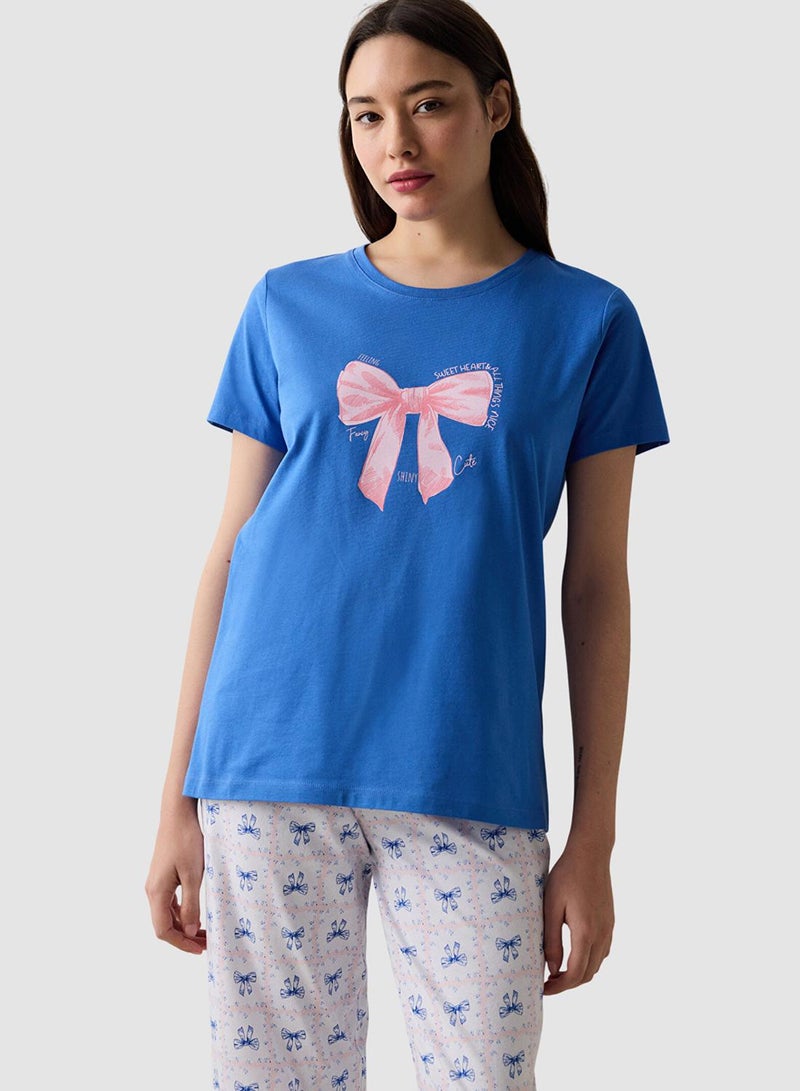 Penti Fancy Bows Blue Pyjama Set - Image 3