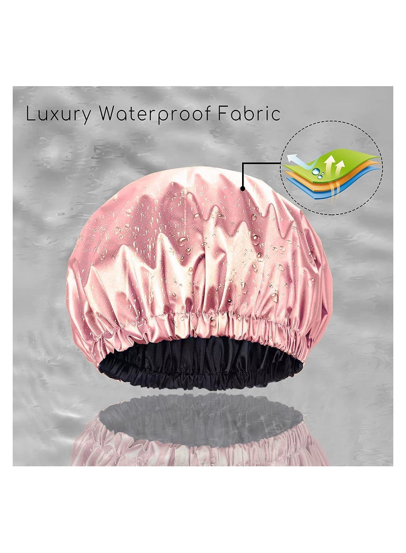 ORiTi قبعة استحمام للنساء، قبعة استحمام مبطنة بالحرير الفاخر، قابلة للغسل في الغسالة، حجم قابل للتعديل وقابل لإعادة الاستخدام، قبعة استحمام كبيرة من الساتان لجميع أنواع الشعر - Image 5