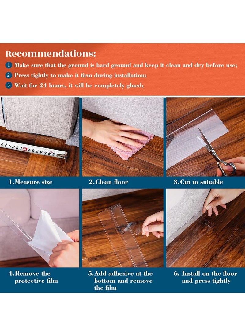 Generic - Under Couch Blocker for Pets Gap Bumper Toy Blockers for Furniture - Stop Dogs and Cats, Safety PVC Adjustable Clear Toy Blocker for Sofa Bed Barrier Blocking with Strong Adhesive, 5 Pack, 3.2 Inches High - Image 1
