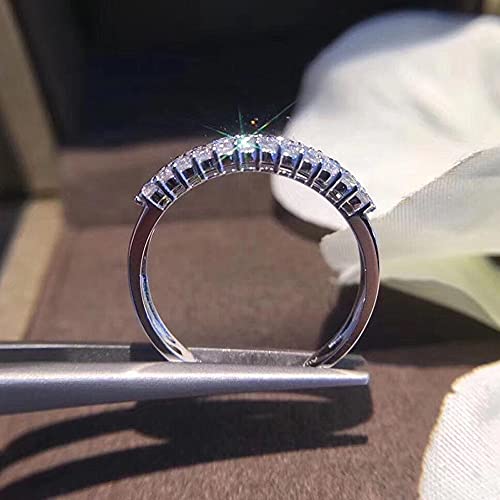 RKKOJJO 925 Sterling Silver Shiny Full Diamond Gemstone Ring Cubic Zirconia Rings CZ Diamond Multi Row Ring Eternity Engagement Wedding Band Ring for Women (US Code 8) - Image 5