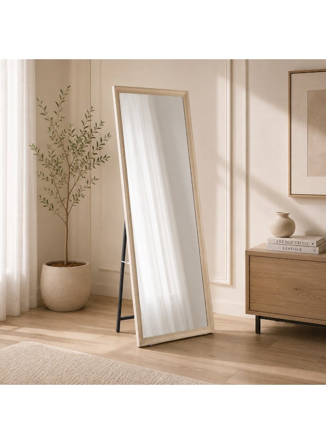 alsaada home Full-Length Free Standing Floor Mirror with Wheels & Metal Frame, 180x70 cm - wood - Image 3