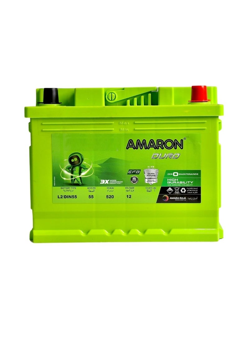 Amaron Car Battery - 55AH - 520CCA - H5 - B13 - Image 1