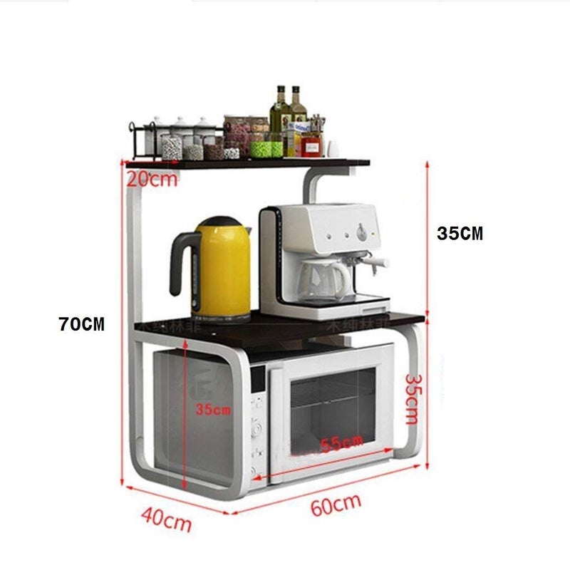 INDIDECOR INDIDECOR 48800 Modern Kitchen Storage Rack 60 x 40 x 70 cm White 3 Tiered Shelf Carbon Steel Microwave Oven Rack Kitchen Organizer  - Image 2