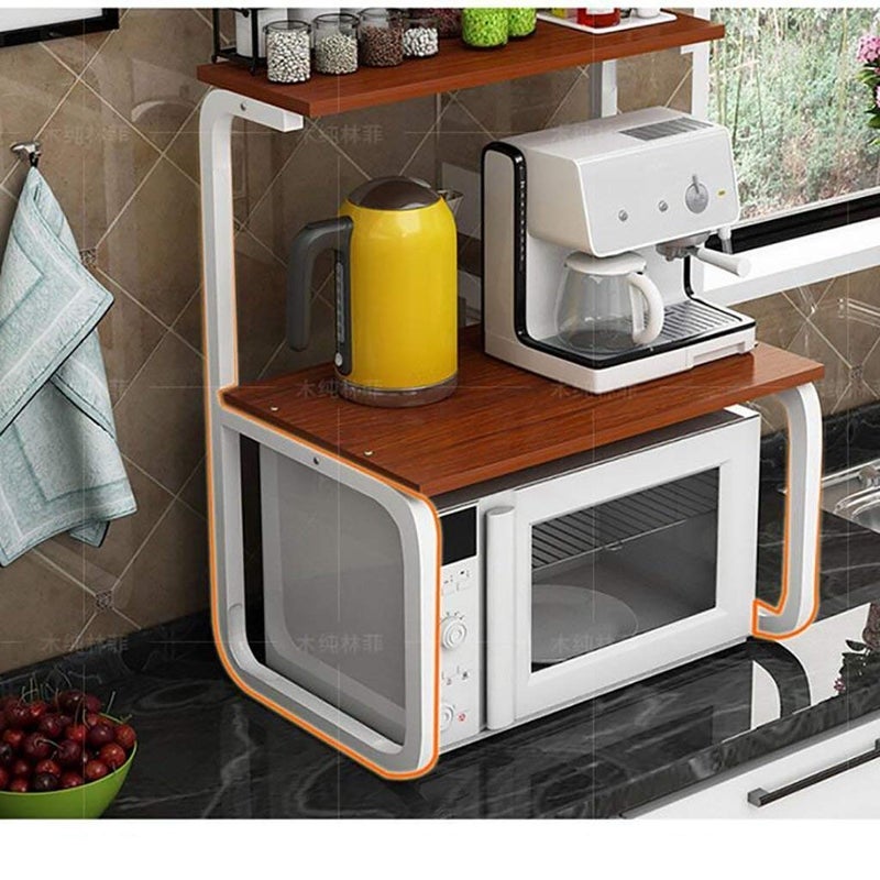 INDIDECOR INDIDECOR 48800 Modern Kitchen Storage Rack 60 x 40 x 70 cm White 3 Tiered Shelf Carbon Steel Microwave Oven Rack Kitchen Organizer  - Image 4