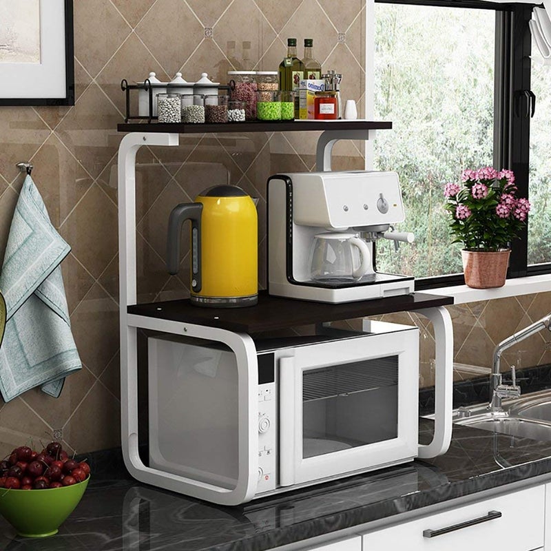 INDIDECOR INDIDECOR 48800 Modern Kitchen Storage Rack 60 x 40 x 70 cm White 3 Tiered Shelf Carbon Steel Microwave Oven Rack Kitchen Organizer  - Image 1
