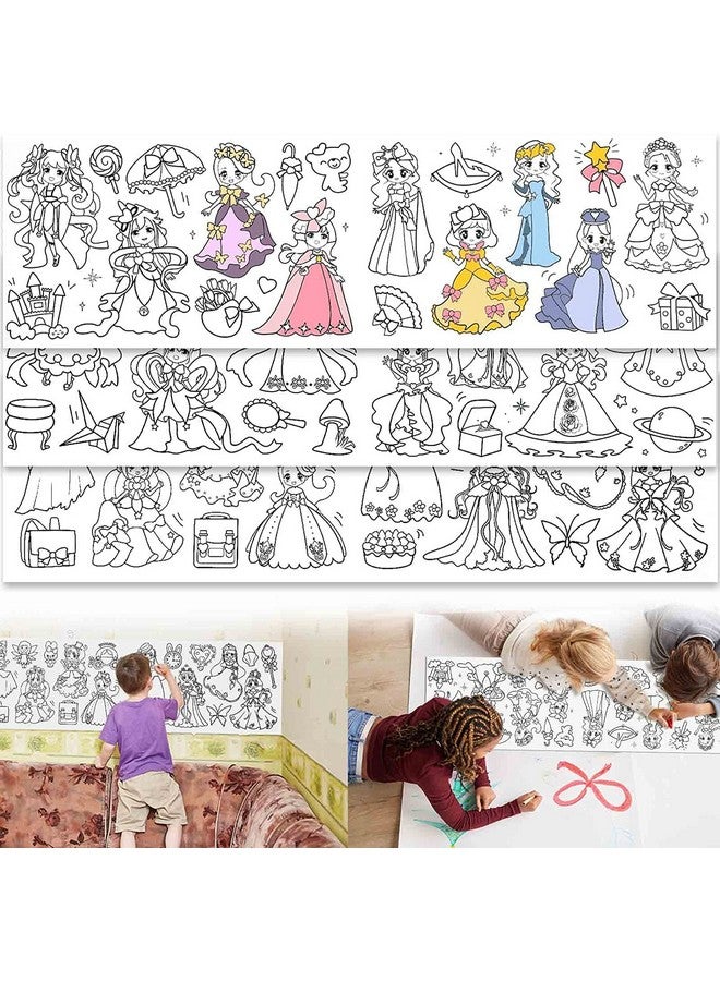 KolorFish Coloring Re-Stick Drawing Paper Roll for Kids, 118 x 12 Inch Large Coloring Poster for Toddlers, Art Paper Crafts Coloring Tablecloth Ideal Gift for Class Home Birthday Party (Princess) - Image 2
