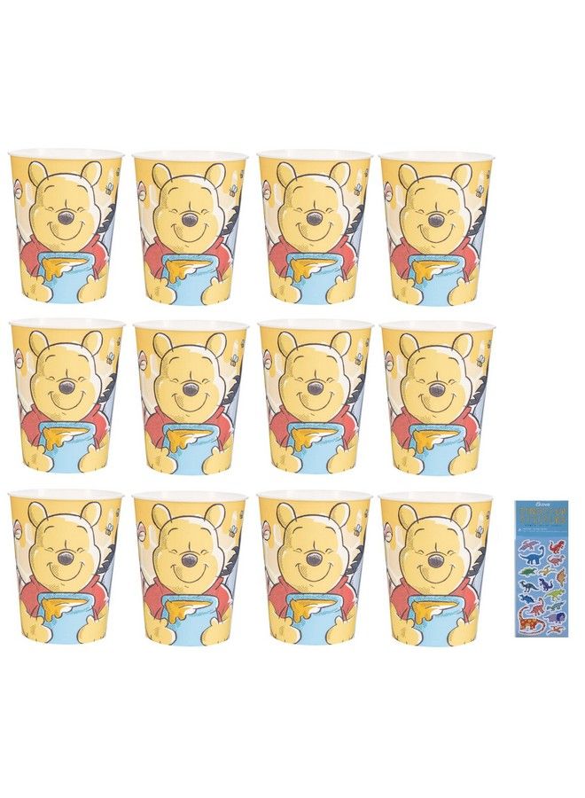 Unique مجموعة هدايا لحفلات أعياد الميلاد للأطفال على شكل ويني ذا بو تتضمن 12 كوبًا بلاستيكيًا قابلًا لإعادة الاستخدام - Image 2