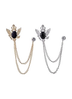 Bukela 2PCS Men's Fashion Groom,Chains Brooch Buckle Chain Collar, Pin Chain Brooch Decoration Metal Brooch Pin Clips for Women Suit Tuxedo Tie Hat Scarf  - Image 1