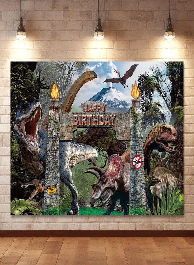 snaxuda Dinosaur Birthday Backdrop Dino Photo Banner 72.8X 47.24 Inch Dinosaur Photography Background Happy Birthday Background for Dino Theme Birthday Party Photo Prop Decor - Image 1