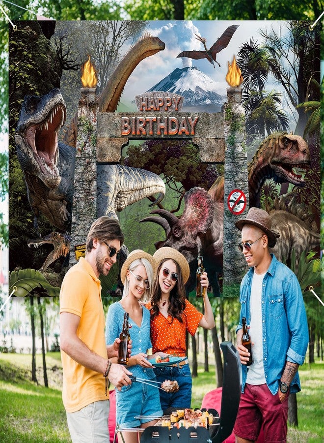 snaxuda Dinosaur Birthday Backdrop Dino Photo Banner 72.8X 47.24 Inch Dinosaur Photography Background Happy Birthday Background for Dino Theme Birthday Party Photo Prop Decor - Image 4