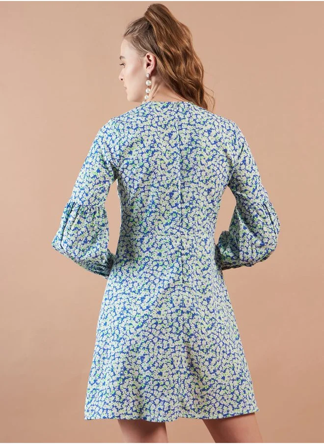 Freehand Women Regular Fit Casual Ditsy Print Shift Dress