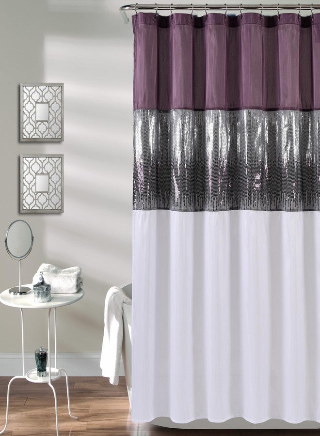 Lush Decor Night Sky Shower Curtain, 72" x 72", Purple & White - Image 1