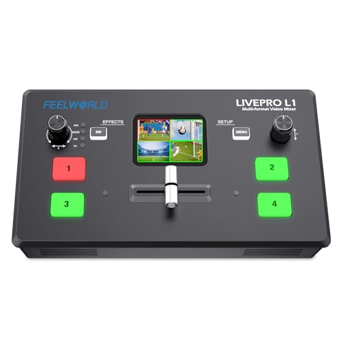 FEELWORLD LIVEPRO L1 V1 Multi Camera Video Mixer Switcher 2 Inch LCD Display 4 x HDMI Inputs USB 3.0 Output Format Real Time Production Live Streaming Lightweight - Image 1