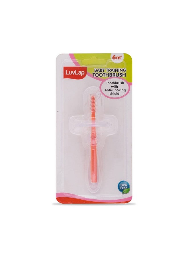 Luvlap فرشاة أسنان تدريب سيليكون بشعيرات ناعمة، درع مضاد للاختناق، فرشاة يدوية للأطفال، نظافة فم الأطفال، برتقالي، عبوة من 1 - Image 2