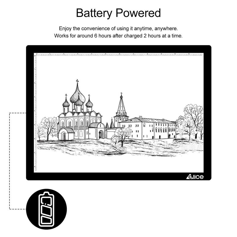 Elice LED Light Pad, A4 Wireless Battery Powered Light Pad Artcraft Tracing Pad Light Box Dimmable Brightness Rechargeable Light Board for Artists Drawing Sketching Animation Stencilling X-ray Viewing - Image 2