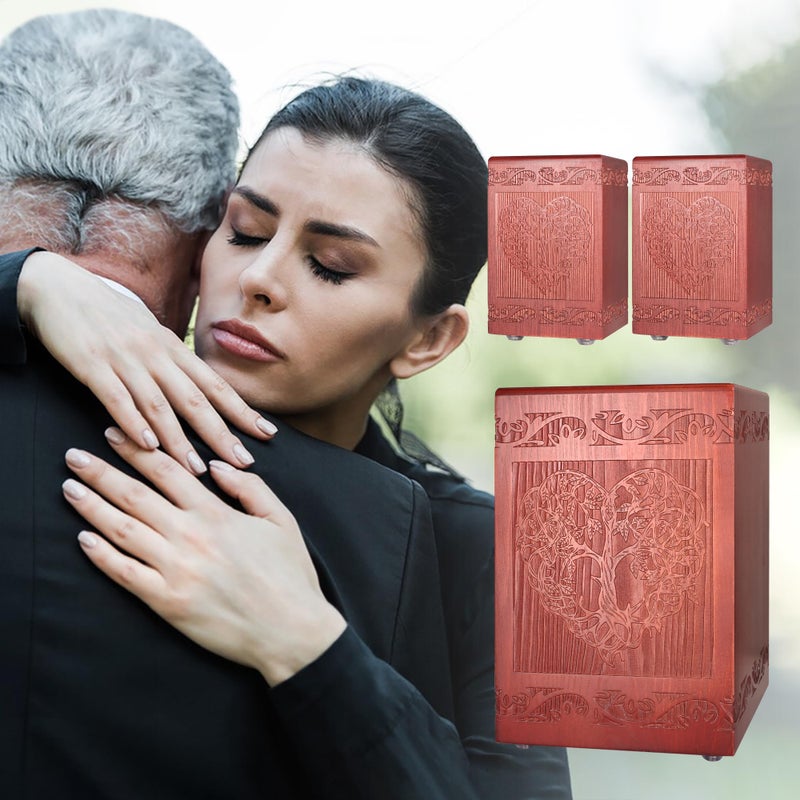 ADMLC Wooden Cremation Urn for Human, Wood Handmade Engraved Decorative Box, Funeral Urns for Adult Male Female Burial or Memorial Keepsake, Urns for Ashes Men Women - Image 5