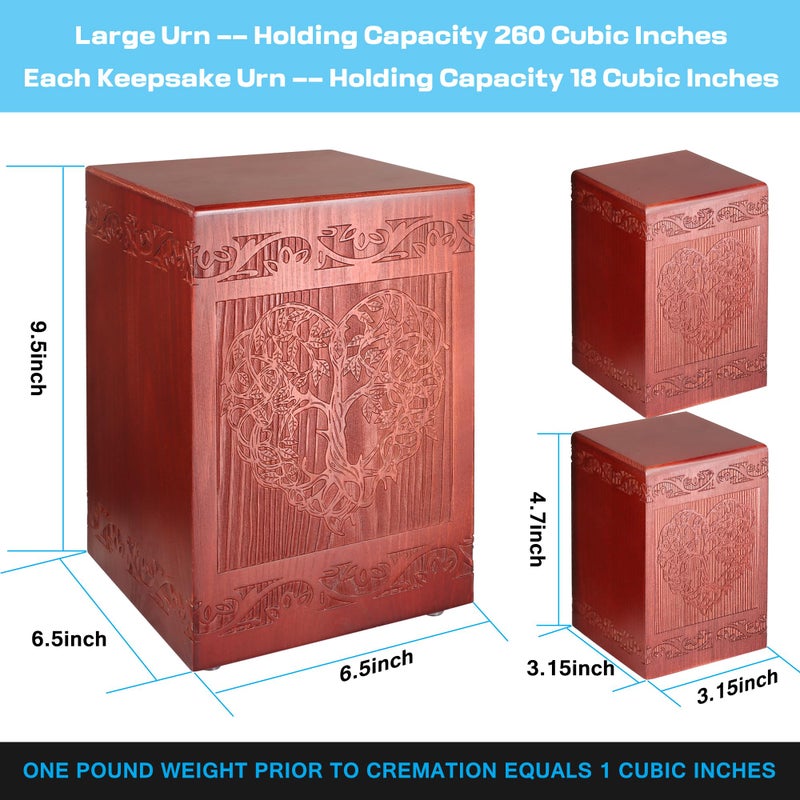 ADMLC Wooden Cremation Urn for Human, Wood Handmade Engraved Decorative Box, Funeral Urns for Adult Male Female Burial or Memorial Keepsake, Urns for Ashes Men Women - Image 2
