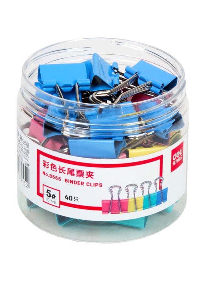 Deli 80 Pieces 19Mm Colorful Long Tail Clips, 5# Small Metal Binder Clips For Bills And Documents, Office Supplies, 40 Pieces/Tube, 33426 - Image 3