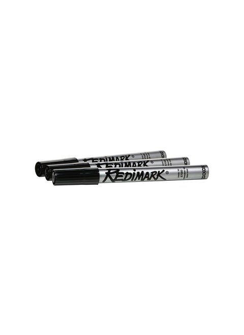 Industrial Redimark Permanent Markers, Chisel Point, Metal Barrel, Box Of 12 Markers, Black (87170)
