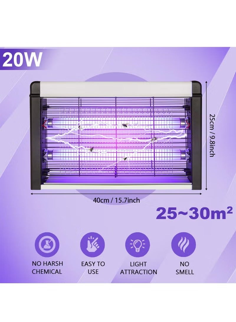 Bluejw Bug Zapper, 20W Indoor Mosquito Killer, Insect Killer, Fly Zapper Bug Lamp Light for Home, Restaurant, Office - Lightweight, Powerful 2800V Grid, Easy-to-Clean, Removable Washable Tray-I - Image 2