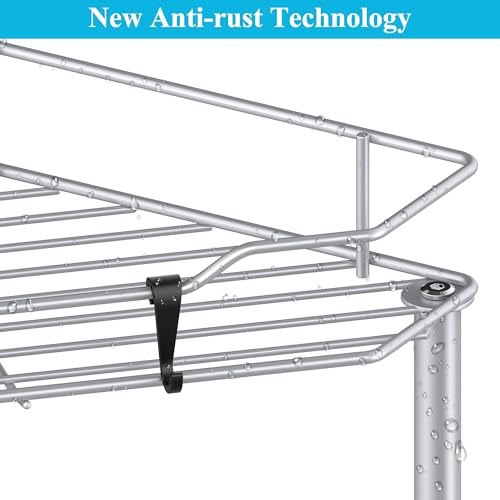 HuggieGems 4 Tier Floor Standing Corner Shower Caddy Organizer Shelf with Hooks, Bathroom Shelves Stand Rack, Silver - Image 3