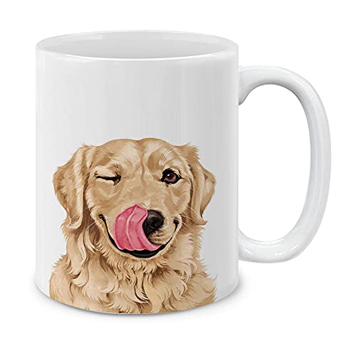 MUGBREW Cute Winking Golden Retriever Ceramic Coffee Mug Tea Cup 11 OZ