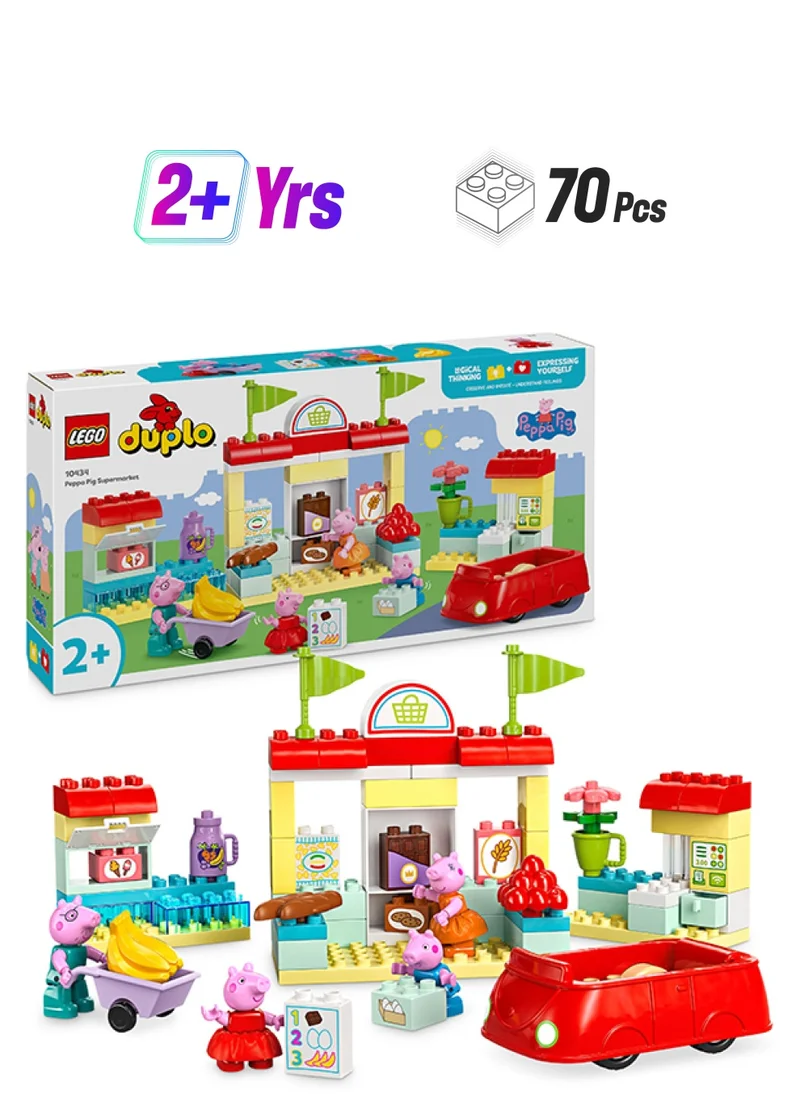 LEGO Duplo Peppa Pig Supermarket Toy With 4 Figures, Creative Build-And-Rebuild Preschool Learning Set, Gift For Toddlers Aged 2 Plus, Develops Fine Motor Skills (70 Pieces) 10434