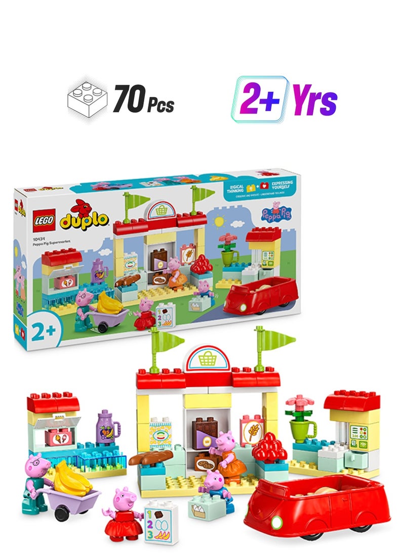 LEGO Duplo Peppa Pig Supermarket Toy With 4 Figures, Creative Build-And-Rebuild Preschool Learning Set, Gift For Toddlers Aged 2 Plus, Develops Fine Motor Skills (70 Pieces) 10434  - Image 1