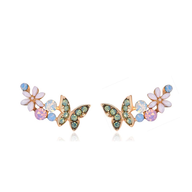 YOQUCOL Clear AB Multiple Colors Austrian Crystal Butterfly Cute Earrings Ear Vine Wrap For Women - Image 1