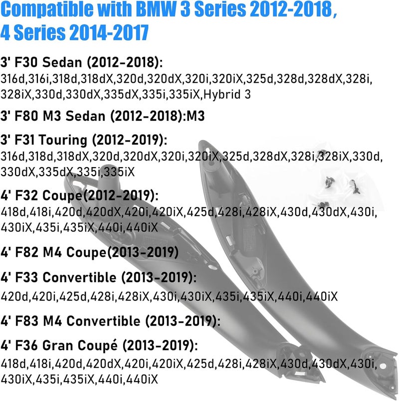 Jaronx Compatible with BMW Door Handle Replacement 3 Series 4 Series,2PCS Left Front Driver Side&Right Front Passenger Door Pull Handle for BMW 320i,328i,330i,335i F30/F31 &428i,435i F32/F36(Black) - Image 4