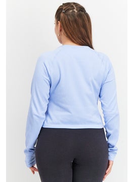 Tchibo Women Slim Fit Long Sleeves Training Top, Light Blue  - Image 2