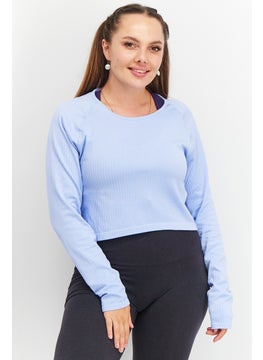 Tchibo Women Slim Fit Long Sleeves Training Top, Light Blue  - Image 1