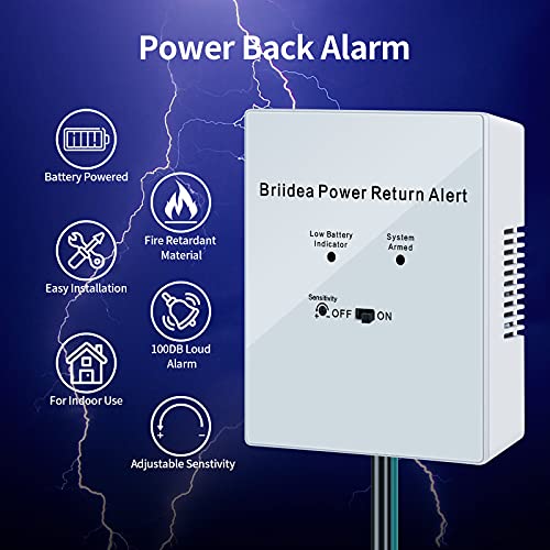 briidea Power Return Alarm, Briidea Utility Power Back on Alert for Generator, Loud Siren with LED Indicator - Image 3