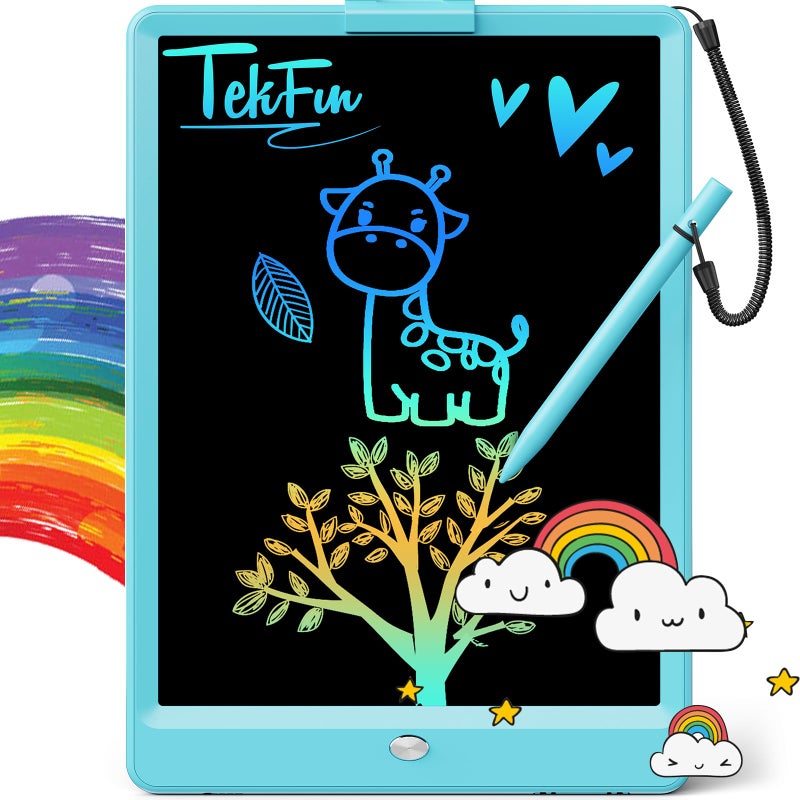 TEKFUN LCD Writing Tablet Doodle Board, 10inch Colorful Drawing Tablet Writing Pad, Kids Travel Essentials, Toddler Toys for 3 4 5 6 7 8 Year Old Girls Boys (Blue) - Image 1