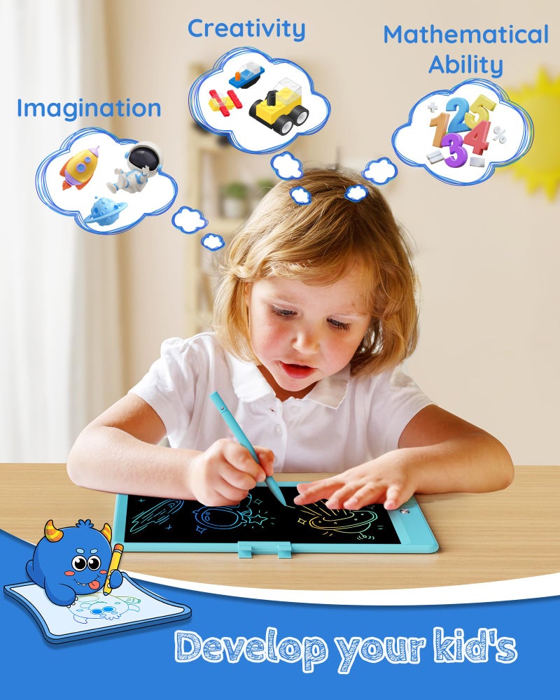 TEKFUN LCD Writing Tablet Doodle Board, 10inch Colorful Drawing Tablet Writing Pad, Kids Travel Essentials, Toddler Toys for 3 4 5 6 7 8 Year Old Girls Boys (Blue) - Image 2