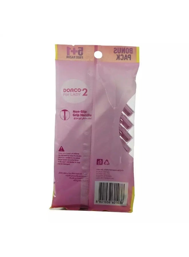Dorco Double Blade Chromium Ceramic Coating Razor for Women- 6pcs - Image 2