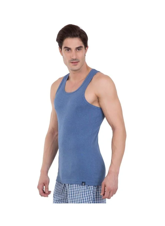Jockey Light Denim Melange 9922 Men Super Combed Cotton Rib Round Neck Racerback Styled Gym Vest for Men | Best Price UAE