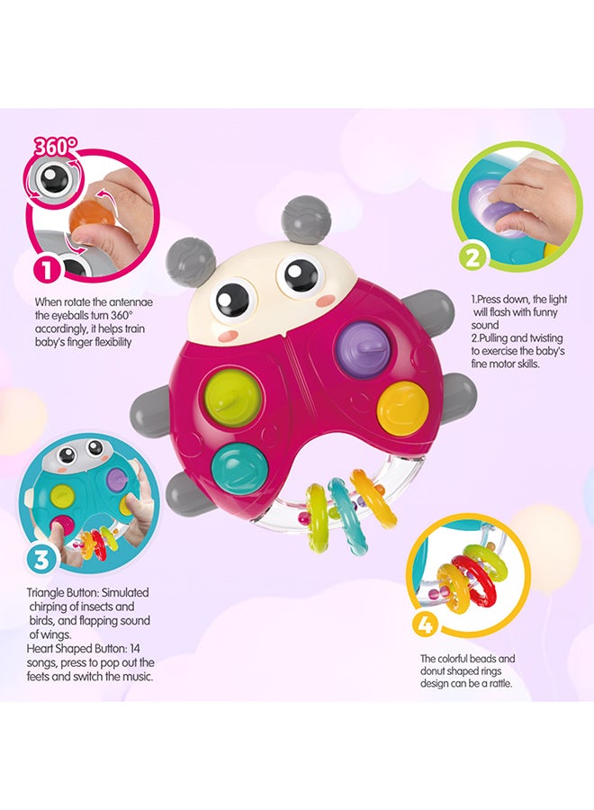 COGNIKIDS لعبة خنفساء موسيقية للأطفال - لعبة صوتية تفاعلية للرضع 3 أشهر فما فوق | أصوات وموسيقى ممتعة، لعبة حسية لتطوير المهارات الحركية الدقيقة | تصميم من السيليكون الناعم وABS | بطاريات متضمنة - Image 3