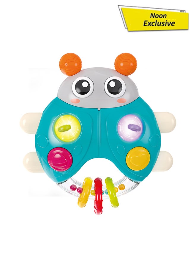 COGNIKIDS لعبة خنفساء موسيقية للأطفال - لعبة صوتية تفاعلية للرضع 3 أشهر فما فوق | أصوات وموسيقى ممتعة، لعبة حسية لتطوير المهارات الحركية الدقيقة | تصميم من السيليكون الناعم وABS | بطاريات متضمنة - Image 1