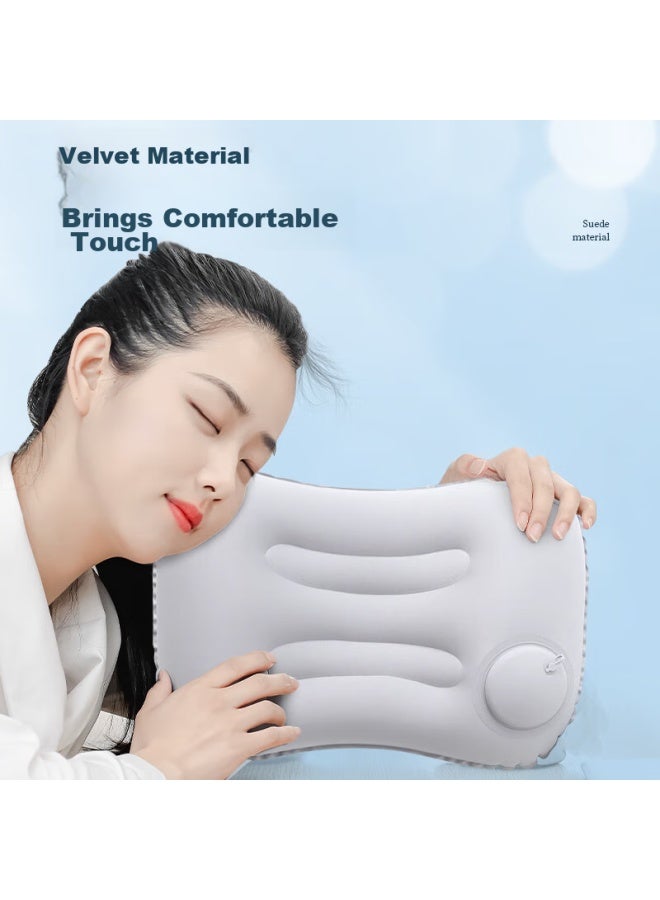 Ta Inflatable Pillow, Travel Pillow, Press-to Portable Lumbar Pillow, Backrest Cushion, Airplane Travel Essential, Hugging Pillow, Nap Pillow, Black - Image 4