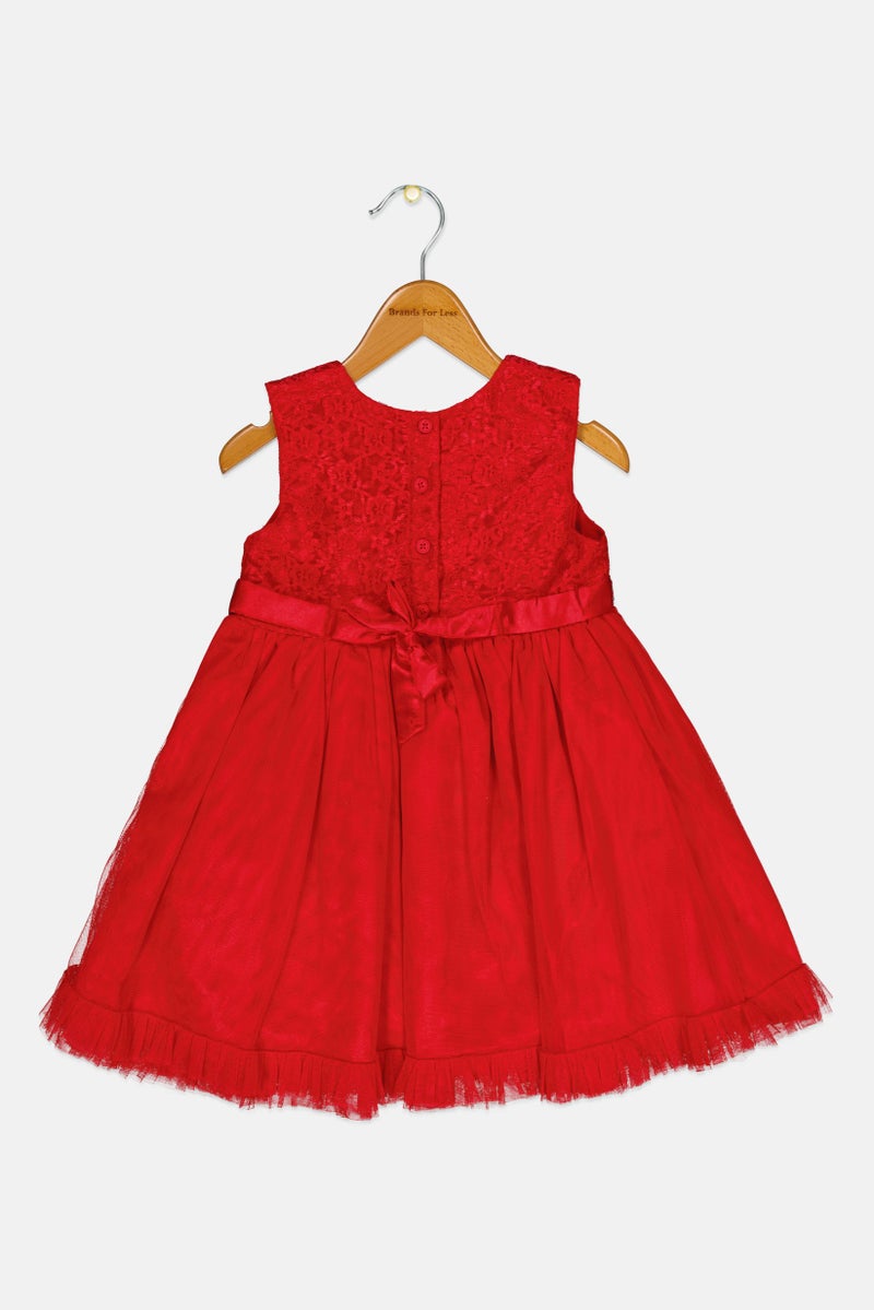Hamleys Toddlers Girl Textured Sleeveless Dress, Red - Image 3